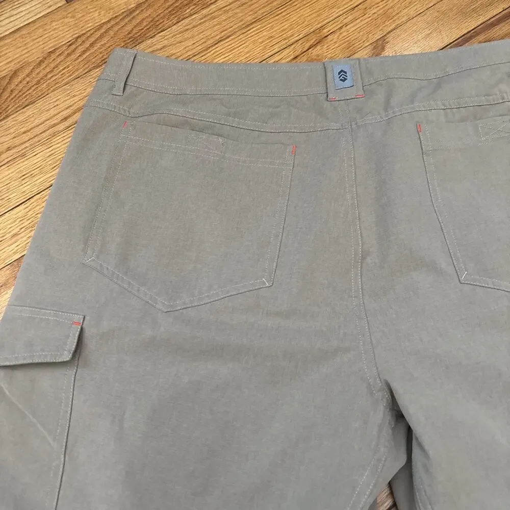 Free Country Mens‎ 42 Gorpcore Tan Khaki Taconic Rip Stop Cargo Hiking Shorts